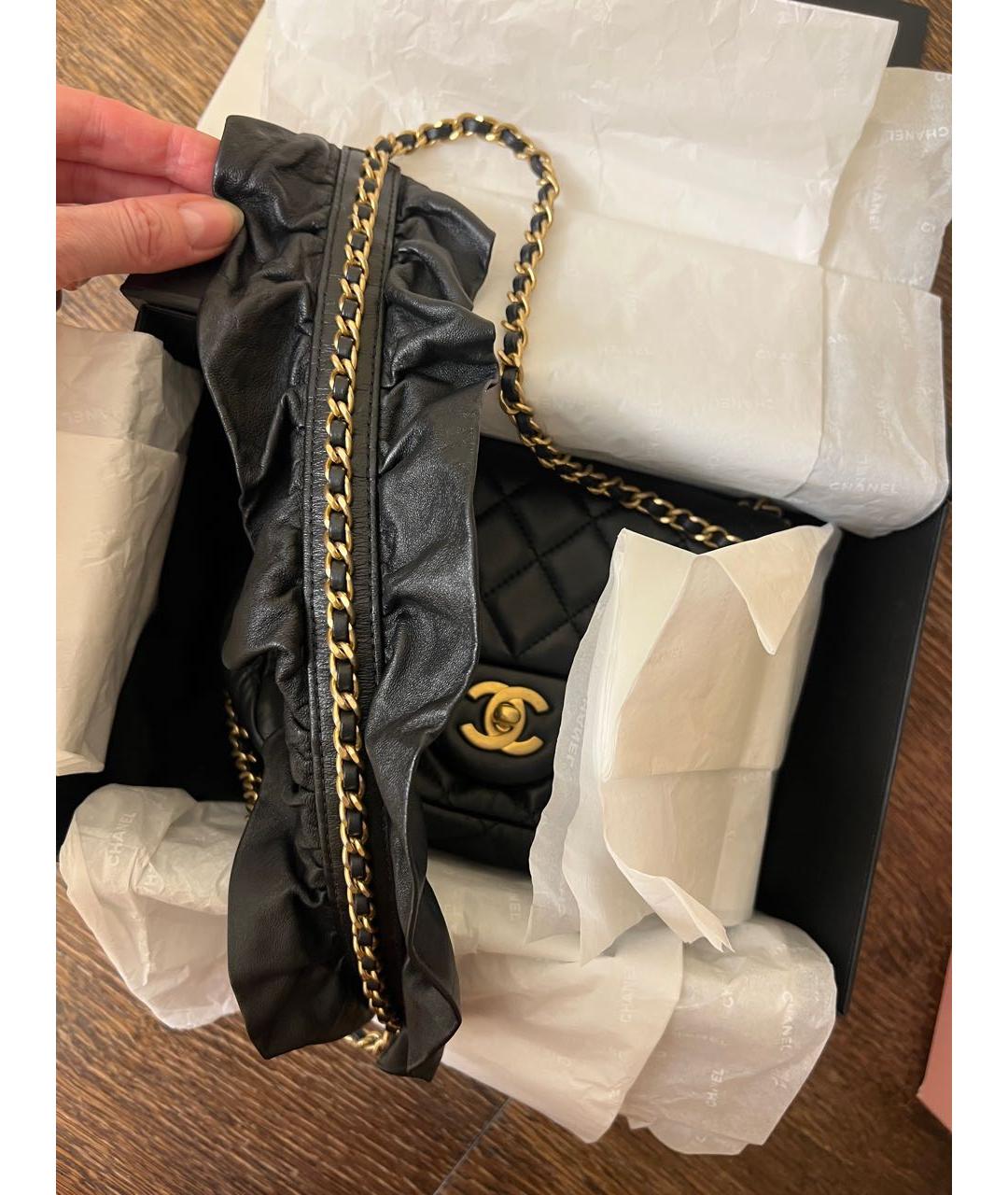 CHANEL Черная кожаная сумка через плечо, фото 5