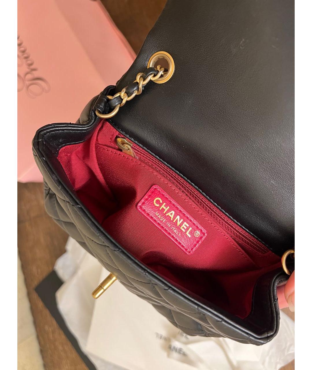 CHANEL Черная кожаная сумка через плечо, фото 6