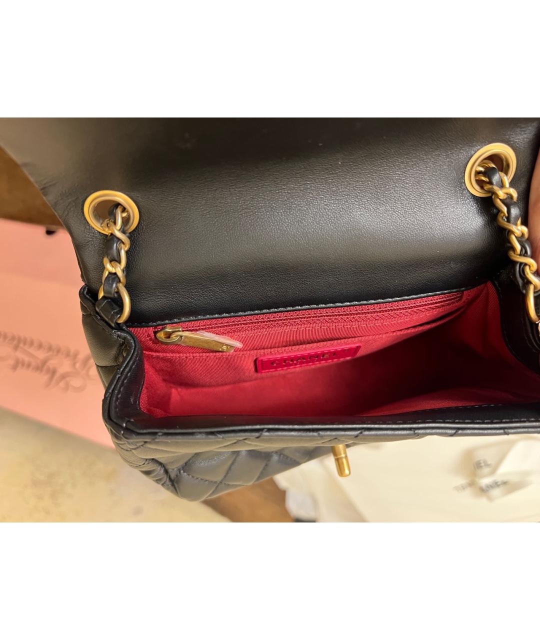 CHANEL Черная кожаная сумка через плечо, фото 7