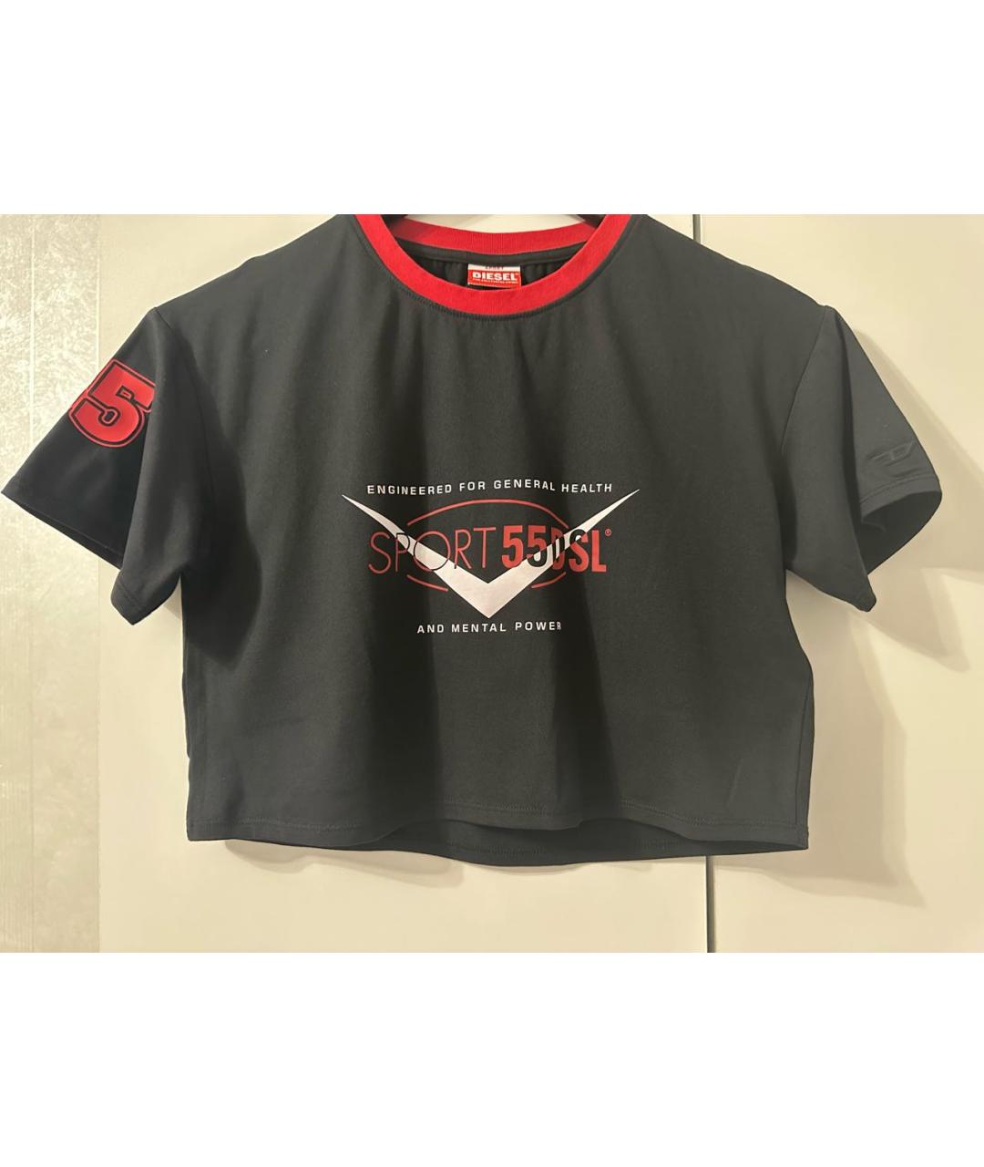 DIESEL BLACK GOLD Черная полиэстеровая футболка, фото 9