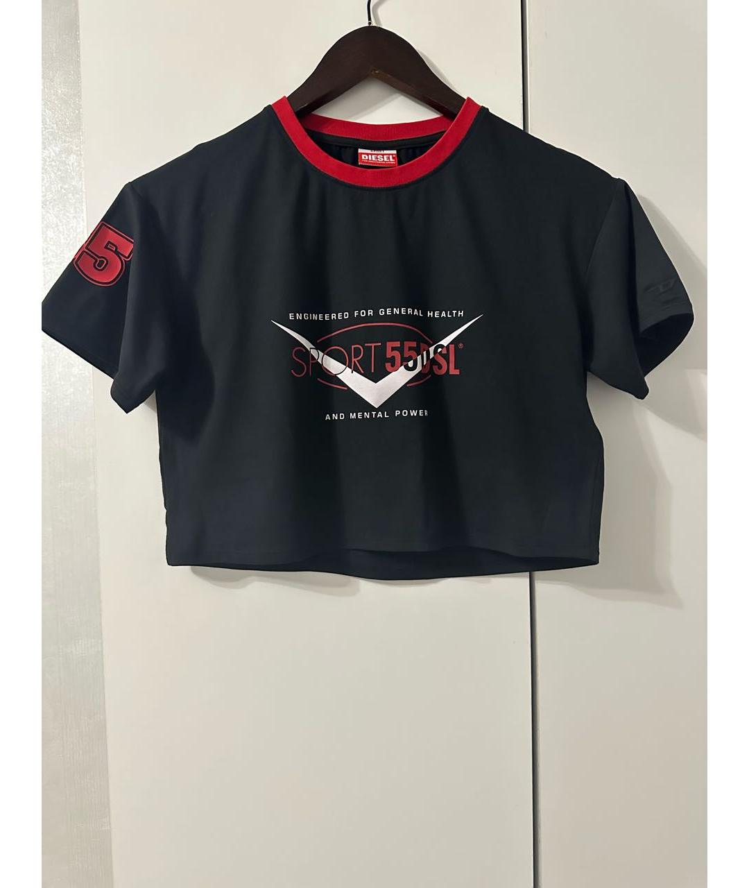 DIESEL BLACK GOLD Черная полиэстеровая футболка, фото 2