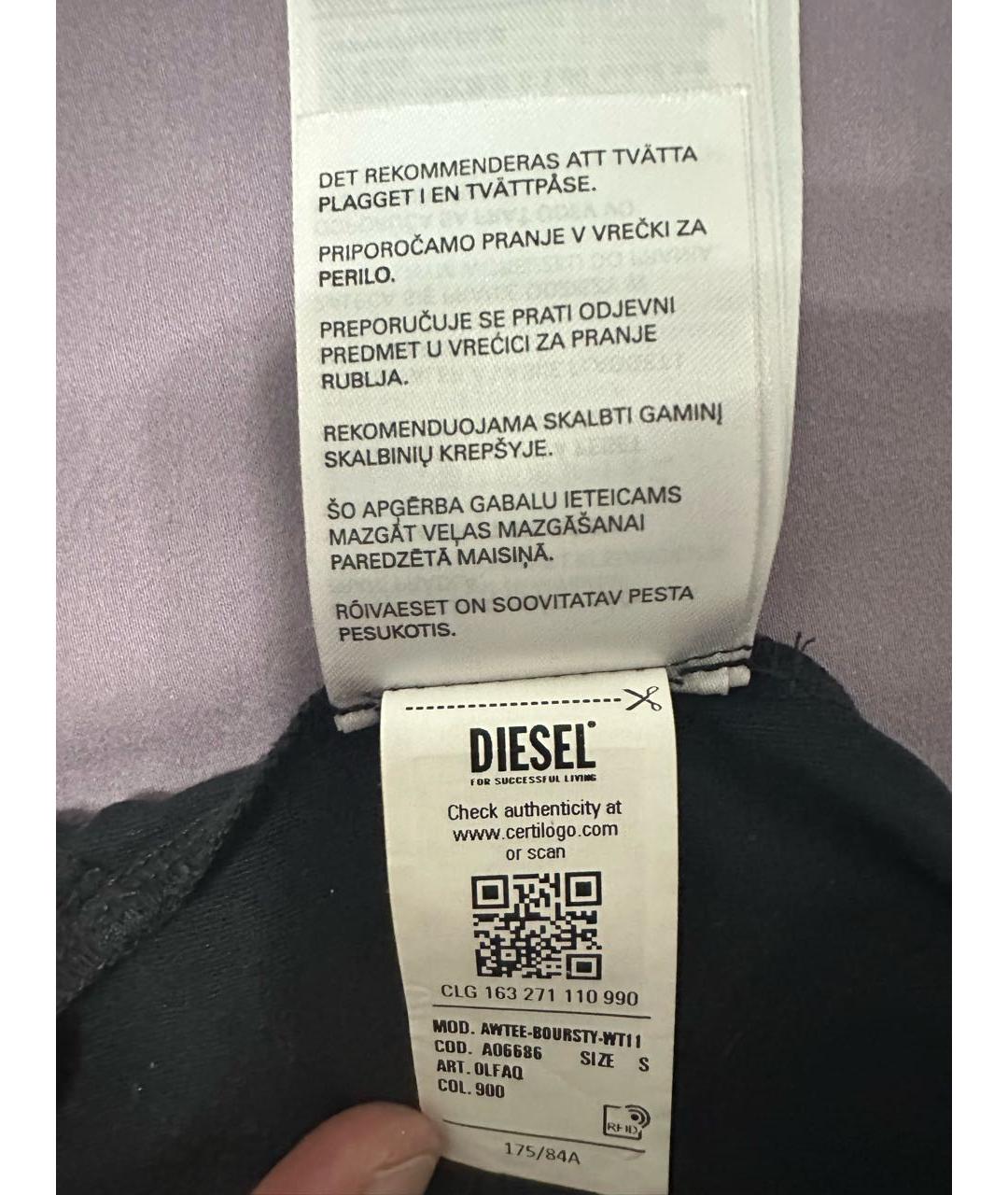 DIESEL BLACK GOLD Черная полиэстеровая футболка, фото 7