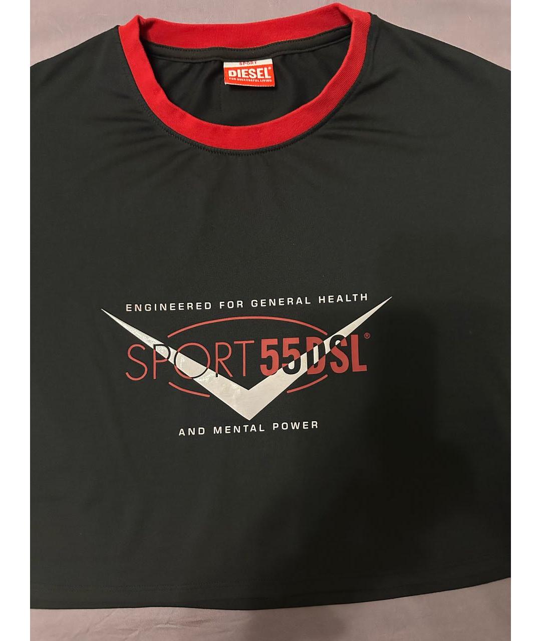 DIESEL BLACK GOLD Черная полиэстеровая футболка, фото 5