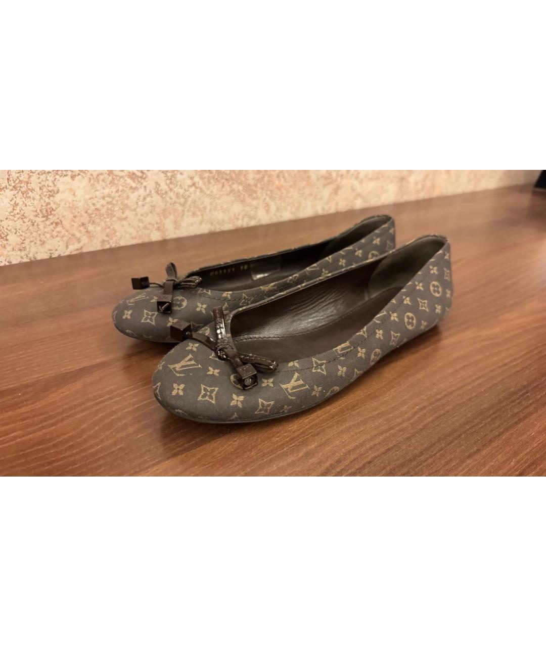 LOUIS VUITTON Коричневые текстильные балетки, фото 6
