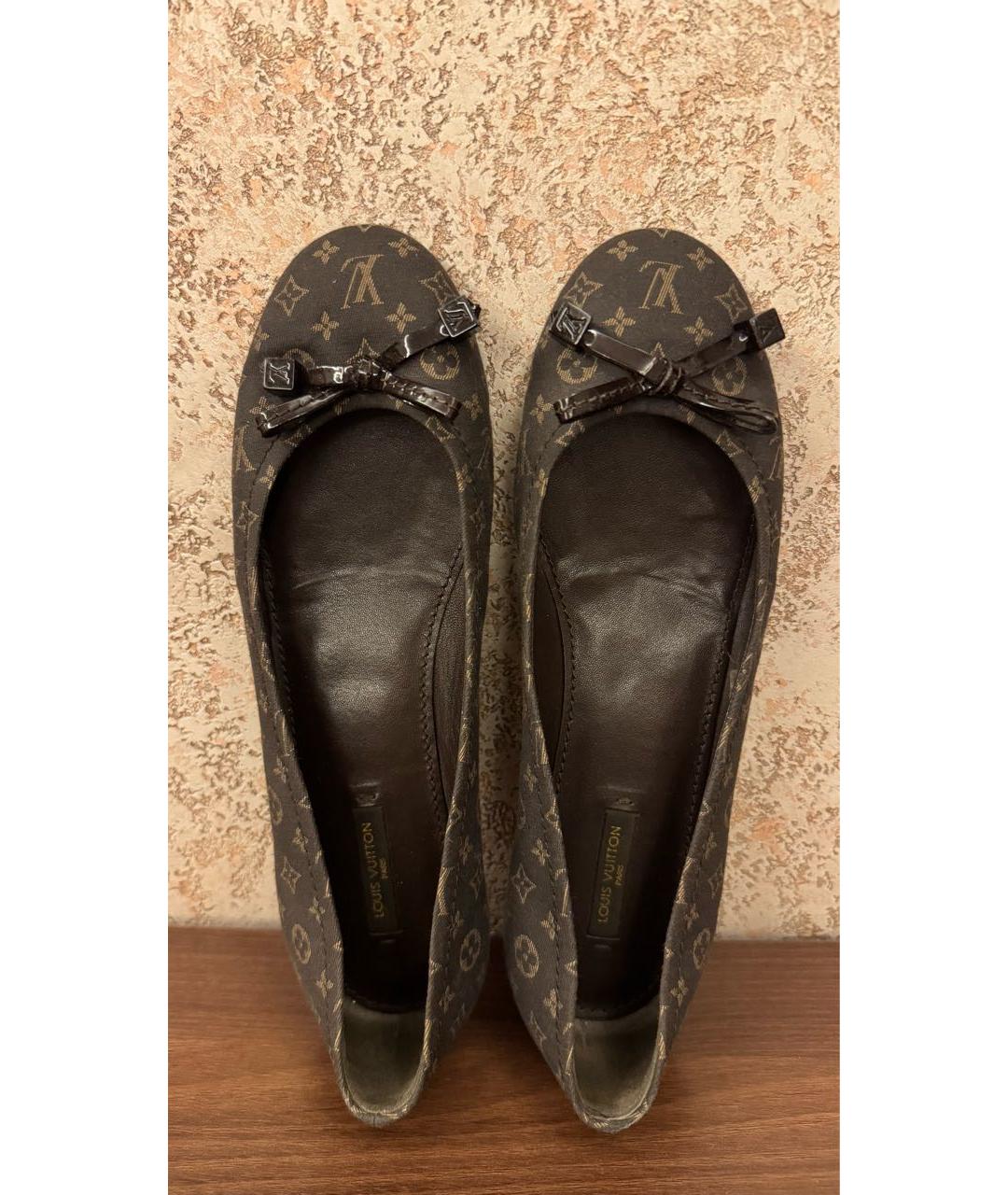 LOUIS VUITTON Коричневые текстильные балетки, фото 3