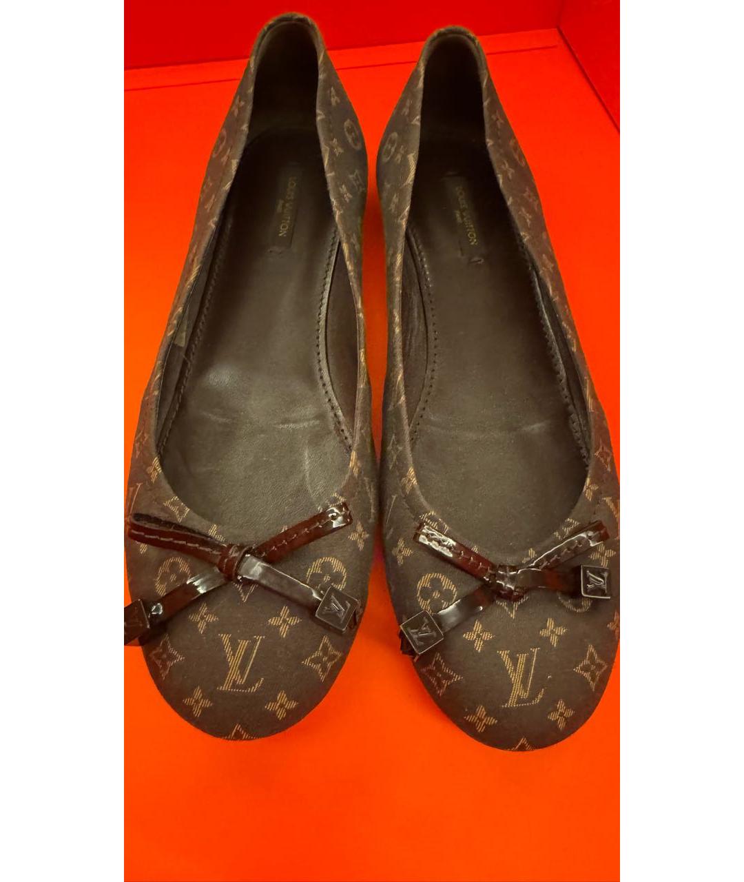 LOUIS VUITTON Коричневые текстильные балетки, фото 7