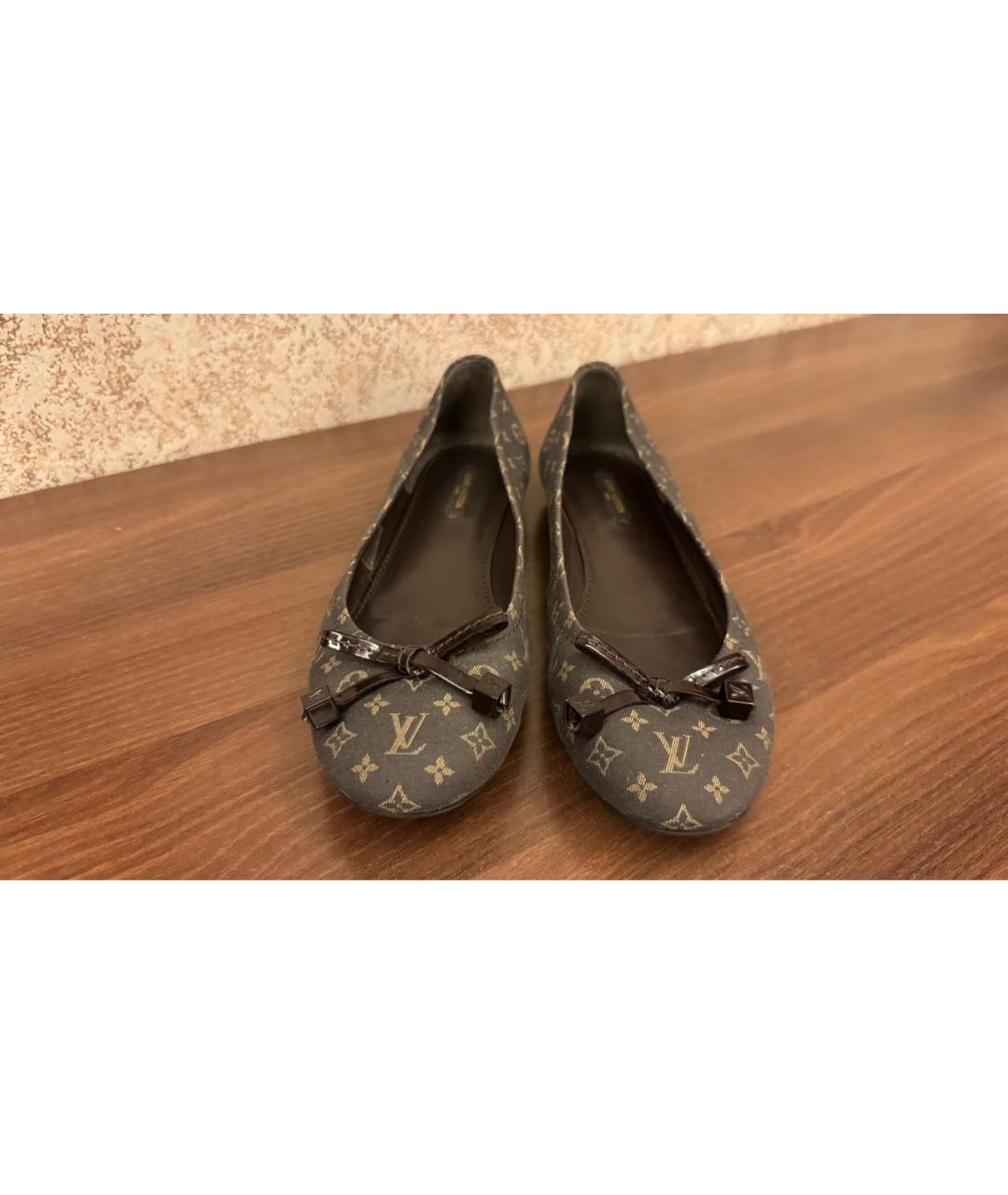 LOUIS VUITTON Коричневые текстильные балетки, фото 2