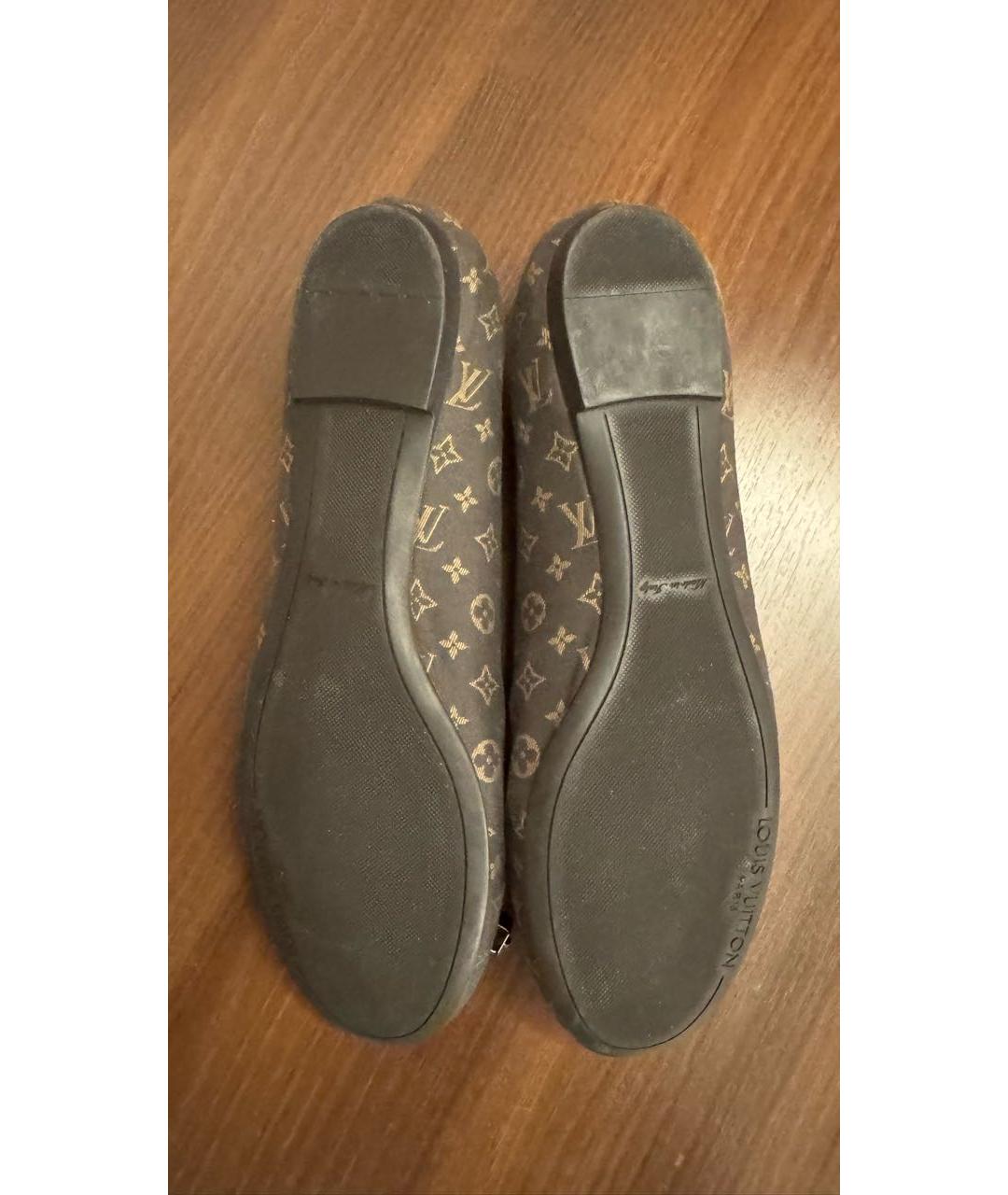 LOUIS VUITTON Коричневые текстильные балетки, фото 5