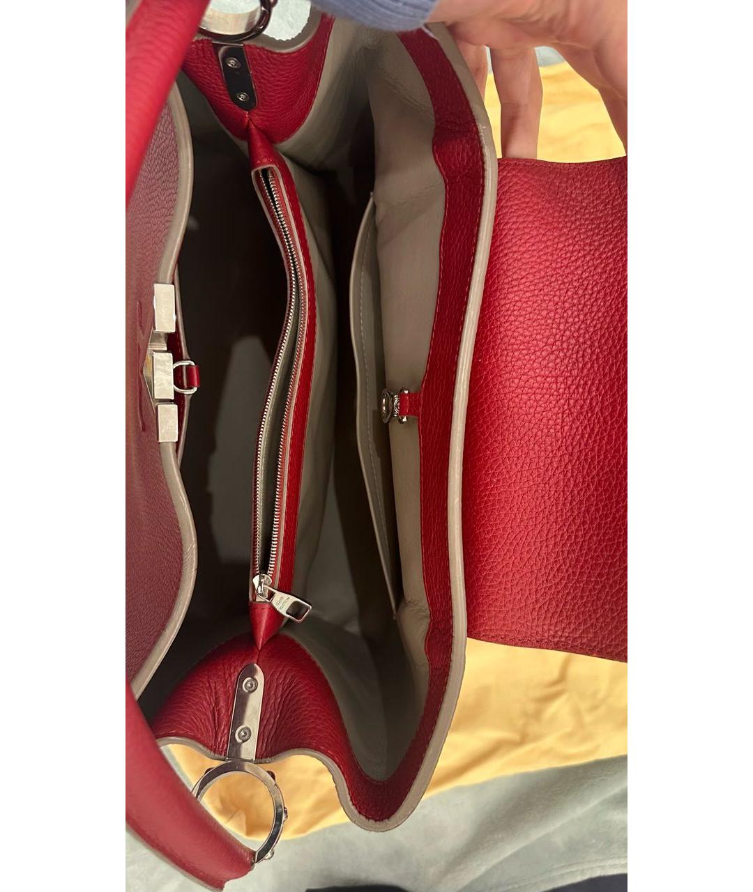 LOUIS VUITTON Красная кожаная сумка с короткими ручками, фото 3