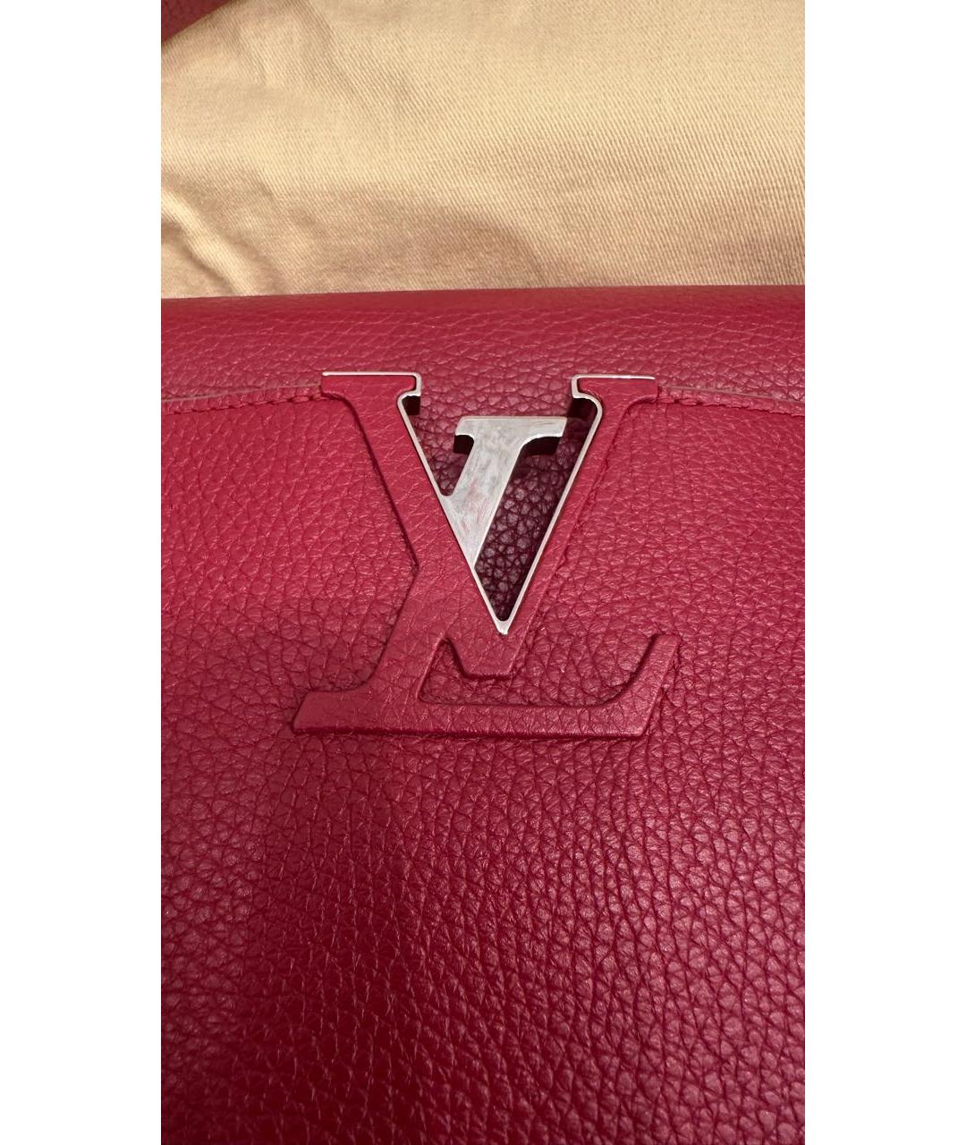LOUIS VUITTON Красная кожаная сумка с короткими ручками, фото 2