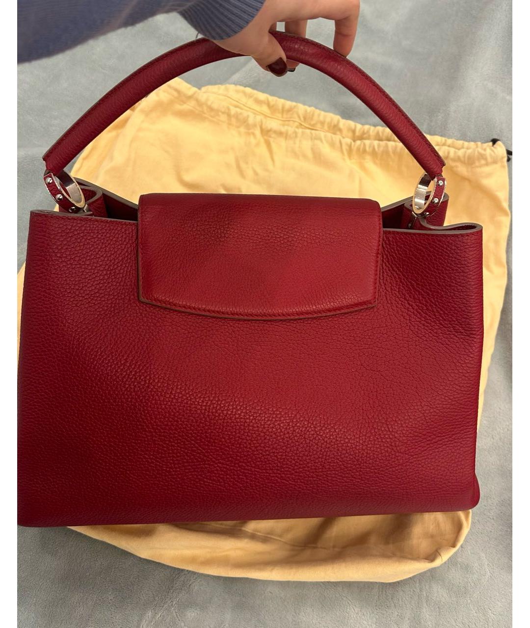 LOUIS VUITTON Красная кожаная сумка с короткими ручками, фото 4