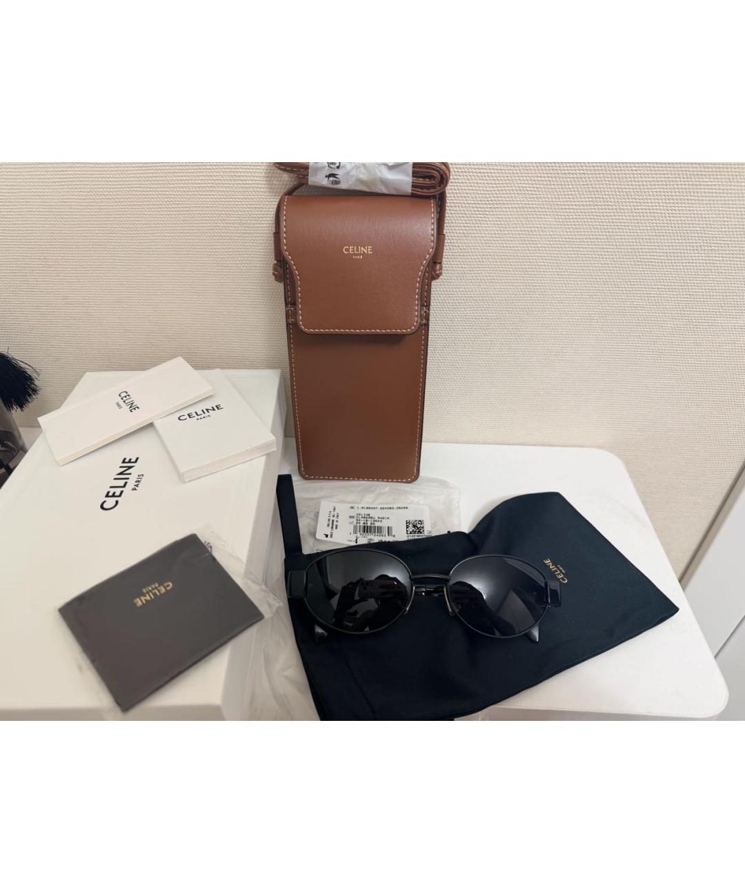 CELINE Черные металлические солнцезащитные очки, фото 4