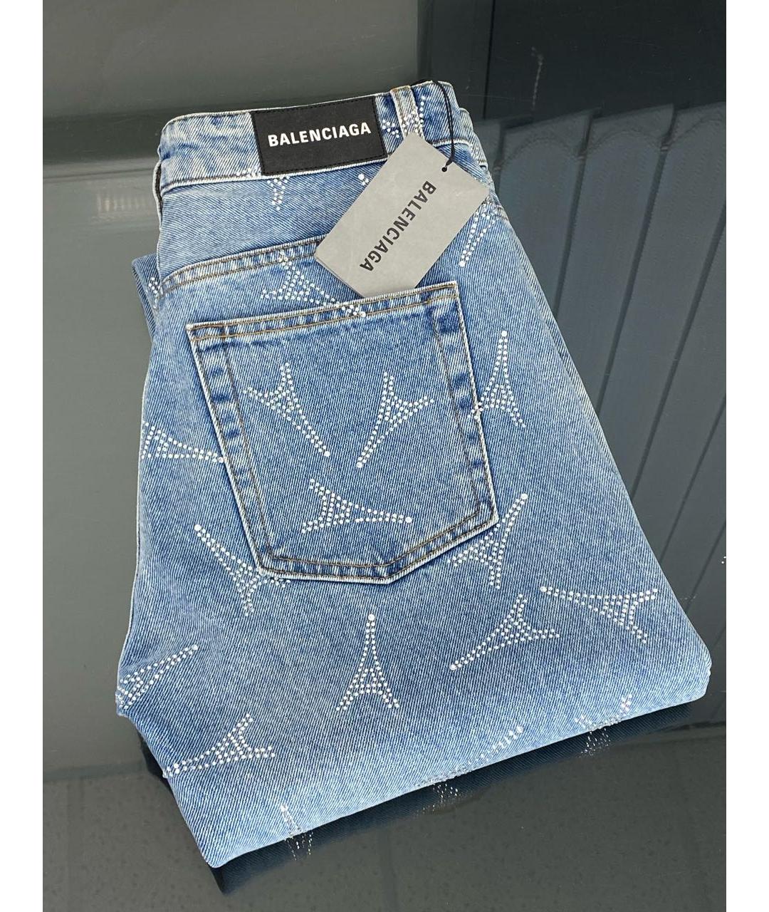 BALENCIAGA Голубые хлопковые прямые джинсы, фото 4