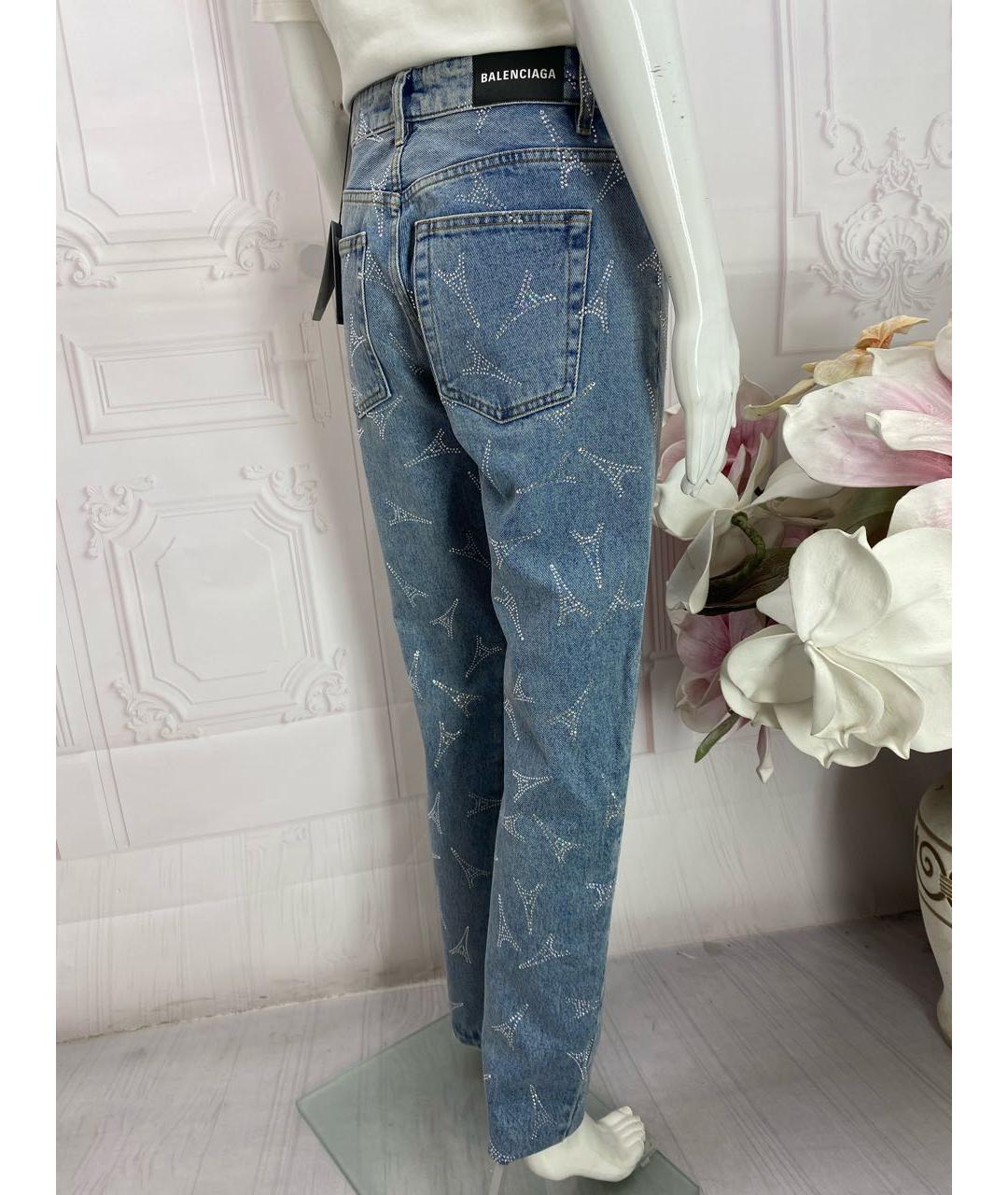 BALENCIAGA Голубые хлопковые прямые джинсы, фото 2
