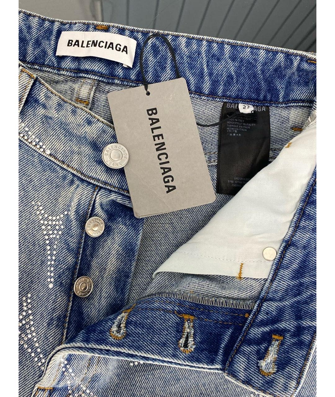 BALENCIAGA Голубые хлопковые прямые джинсы, фото 3