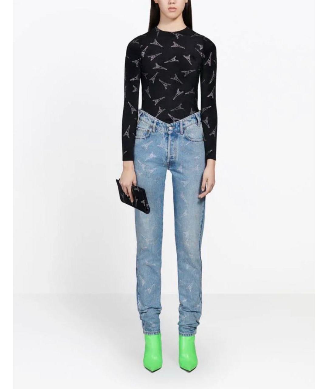 BALENCIAGA Голубые хлопковые прямые джинсы, фото 5