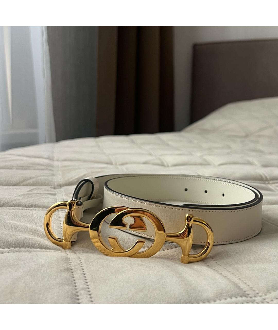 GUCCI Белый кожаный ремень, фото 4
