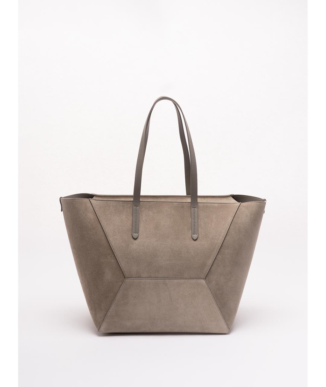 BRUNELLO CUCINELLI Бежевая кожаная сумка тоут, фото 2