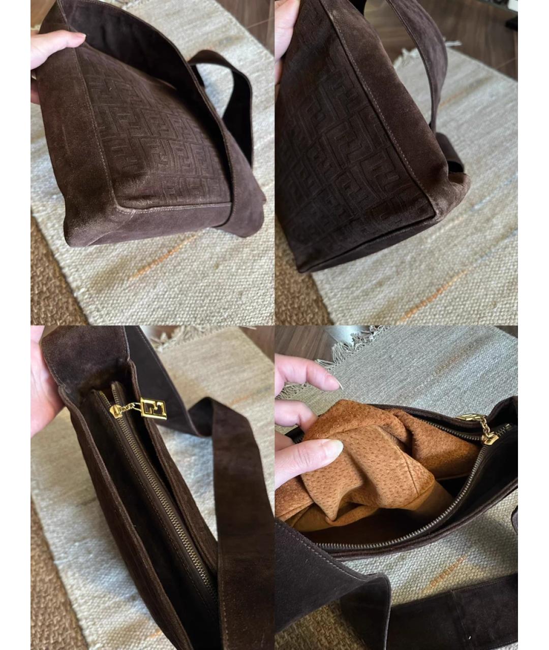 FENDI Коричневая замшевая сумка через плечо, фото 6