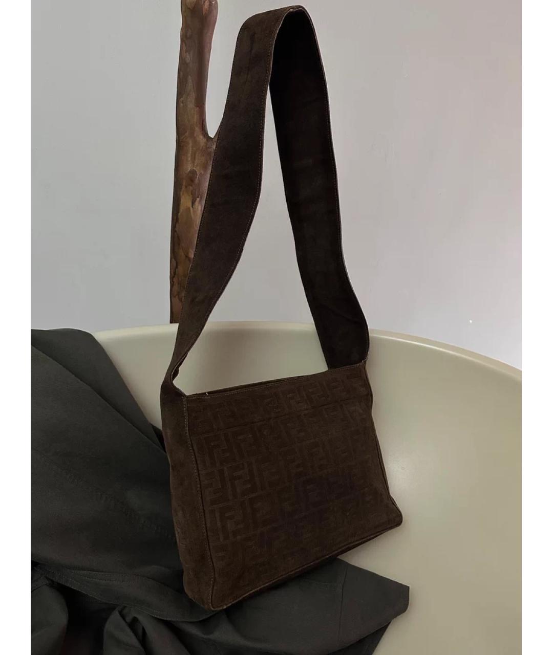 FENDI Коричневая замшевая сумка через плечо, фото 5