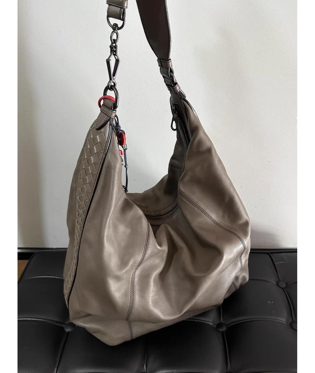 BOTTEGA VENETA Бежевая кожаная сумка через плечо, фото 10