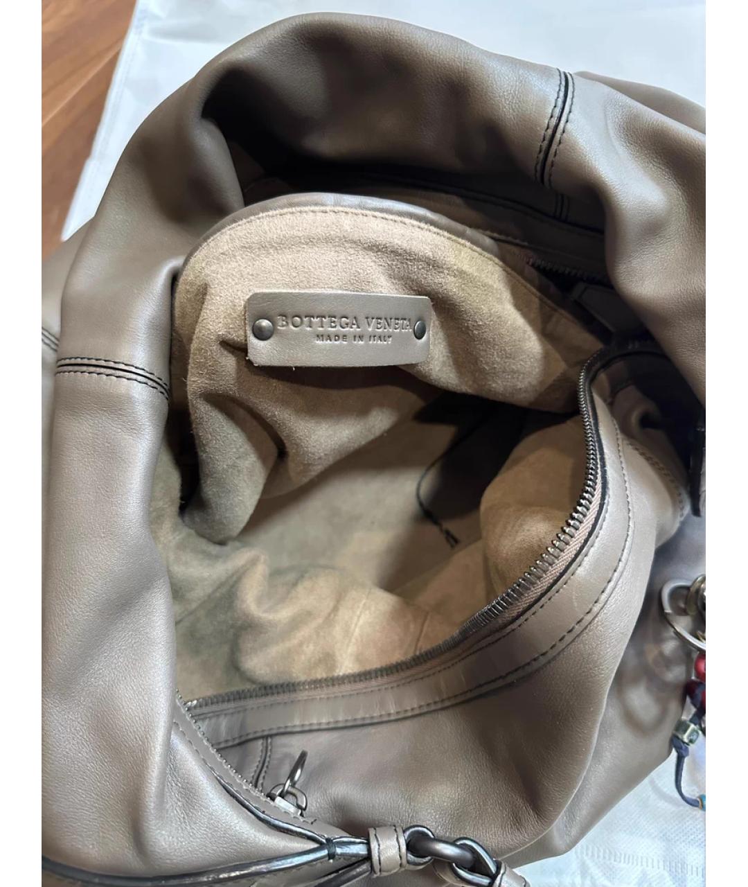 BOTTEGA VENETA Бежевая кожаная сумка через плечо, фото 9