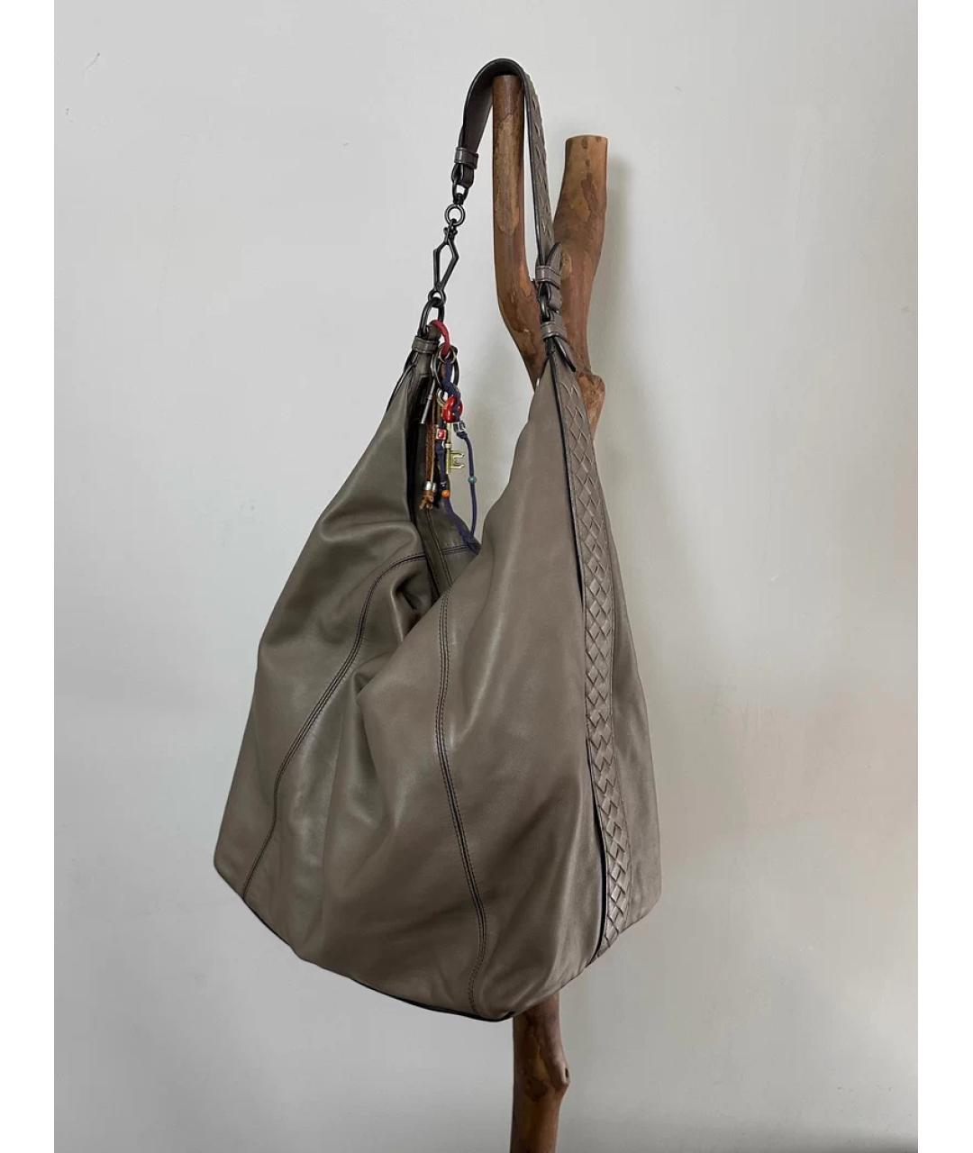 BOTTEGA VENETA Бежевая кожаная сумка через плечо, фото 4