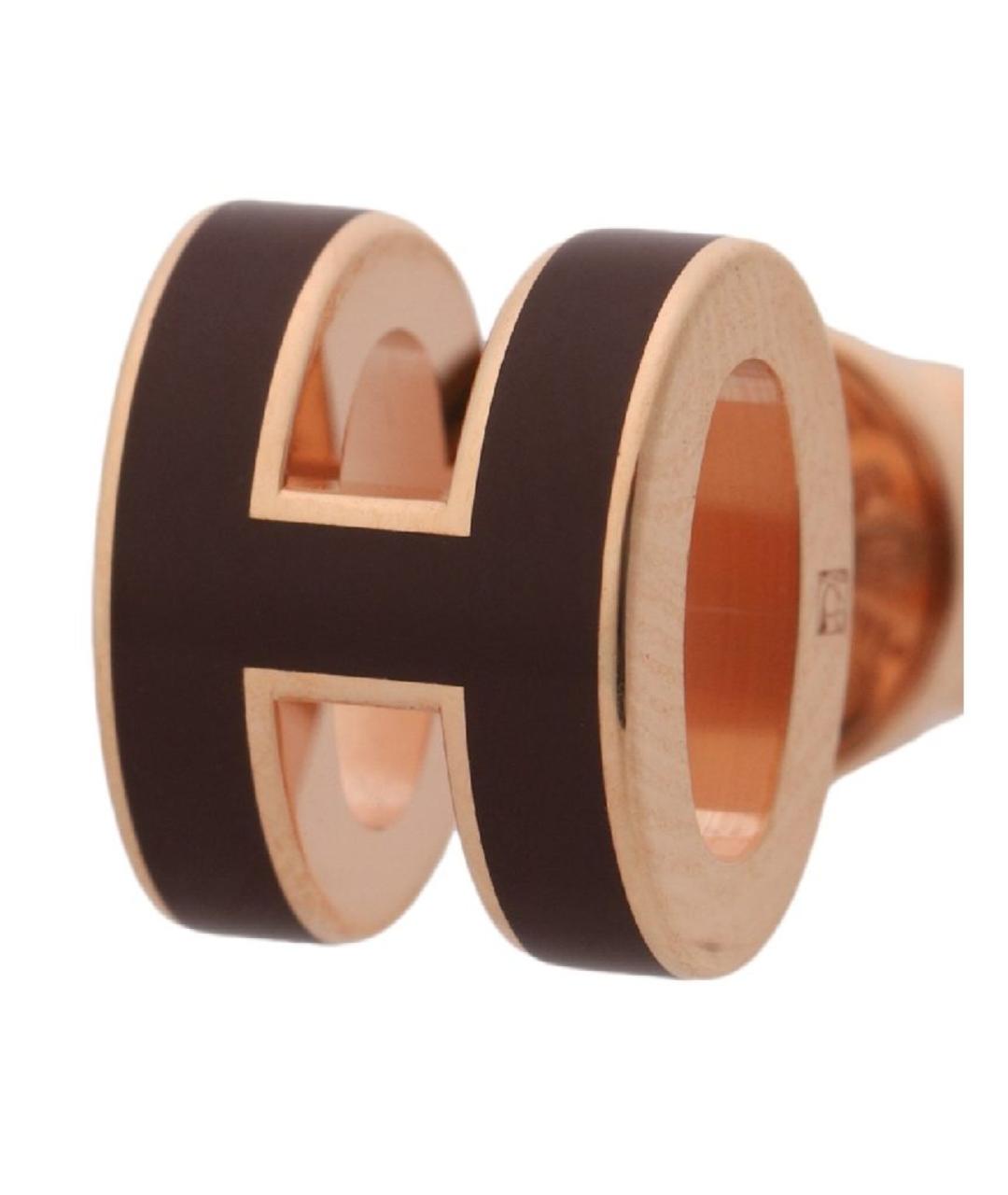 HERMES Бордовые металлические серьги, фото 3