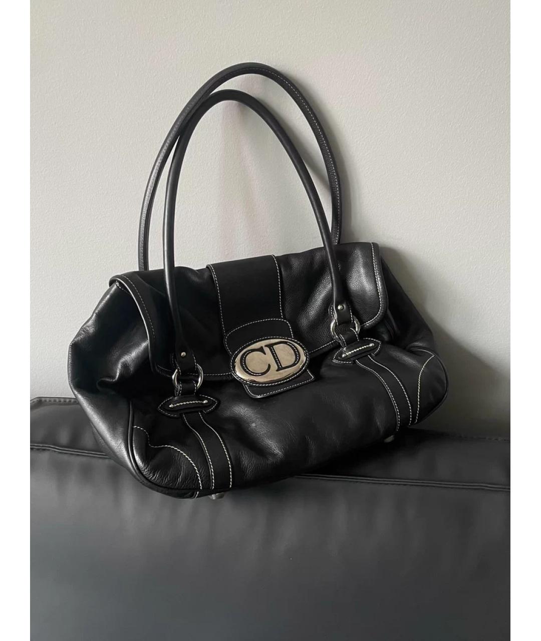 CHRISTIAN DIOR Черная кожаная сумка через плечо, фото 10