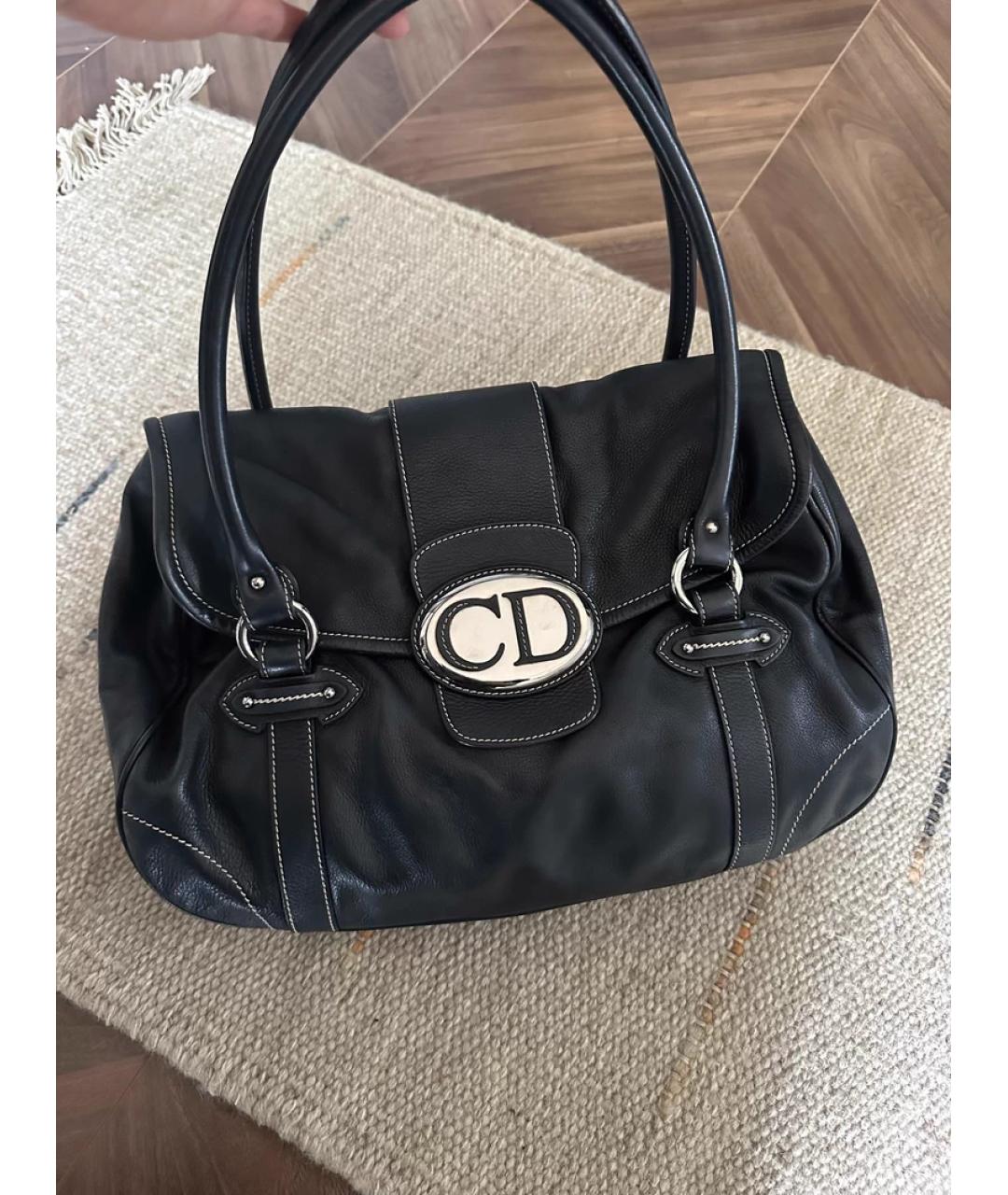 CHRISTIAN DIOR Черная кожаная сумка через плечо, фото 3