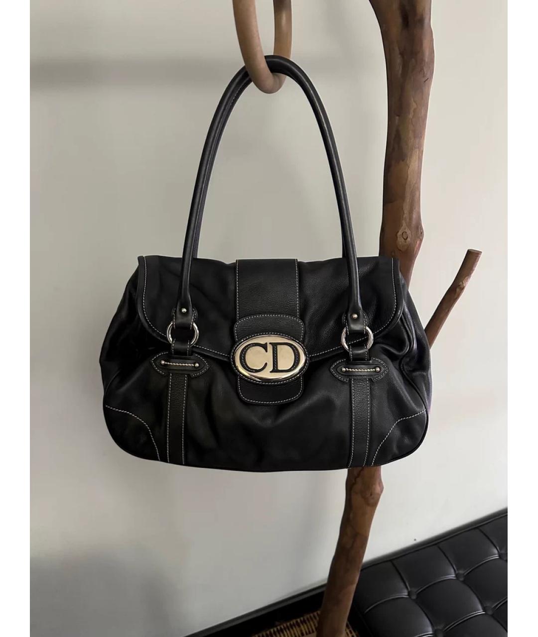 CHRISTIAN DIOR Черная кожаная сумка через плечо, фото 9