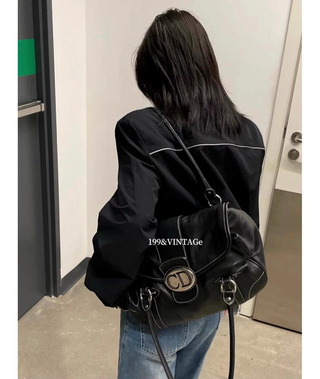 CHRISTIAN DIOR Черная кожаная сумка через плечо, фото 4