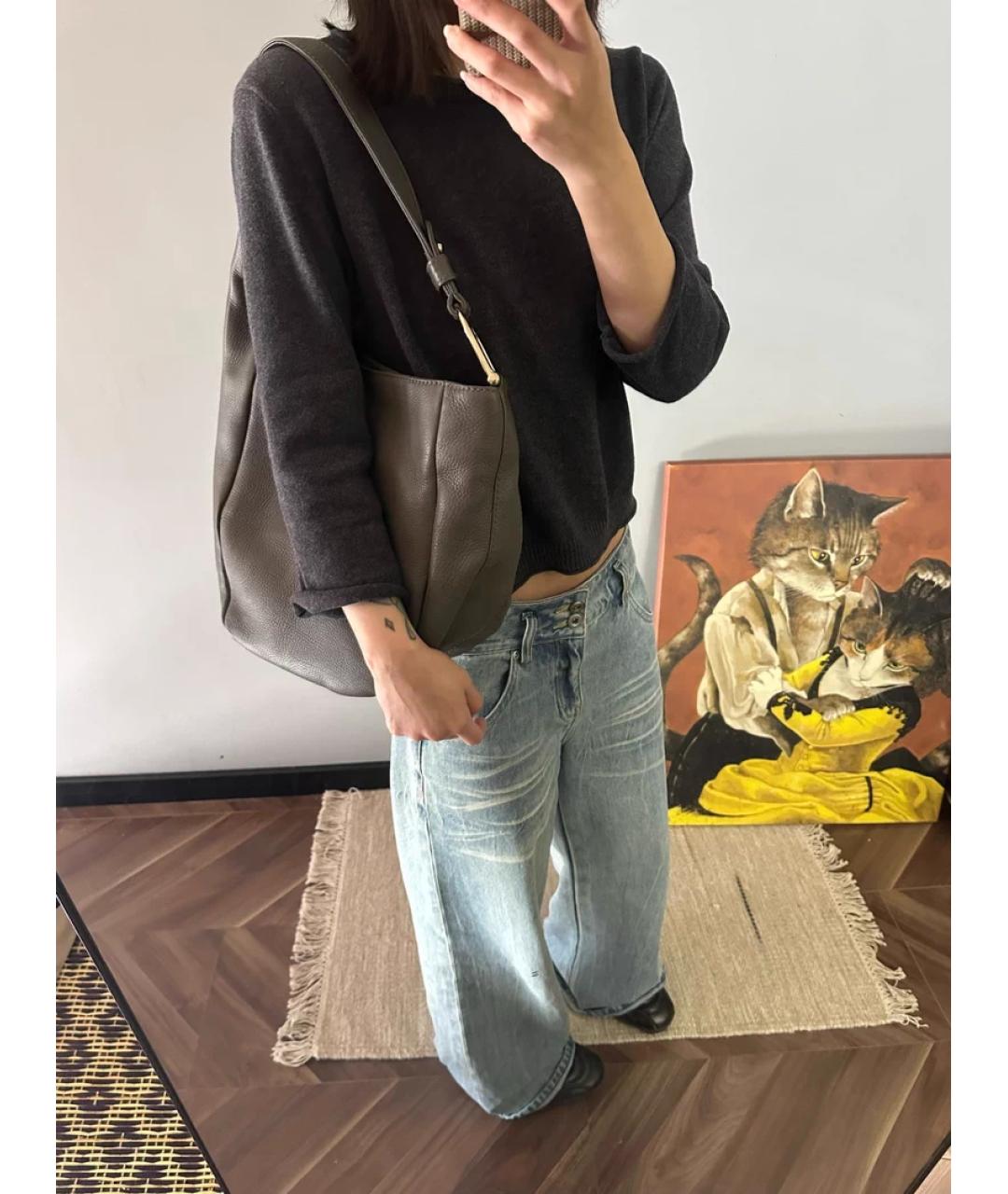 GUCCI Серая кожаная сумка через плечо, фото 4