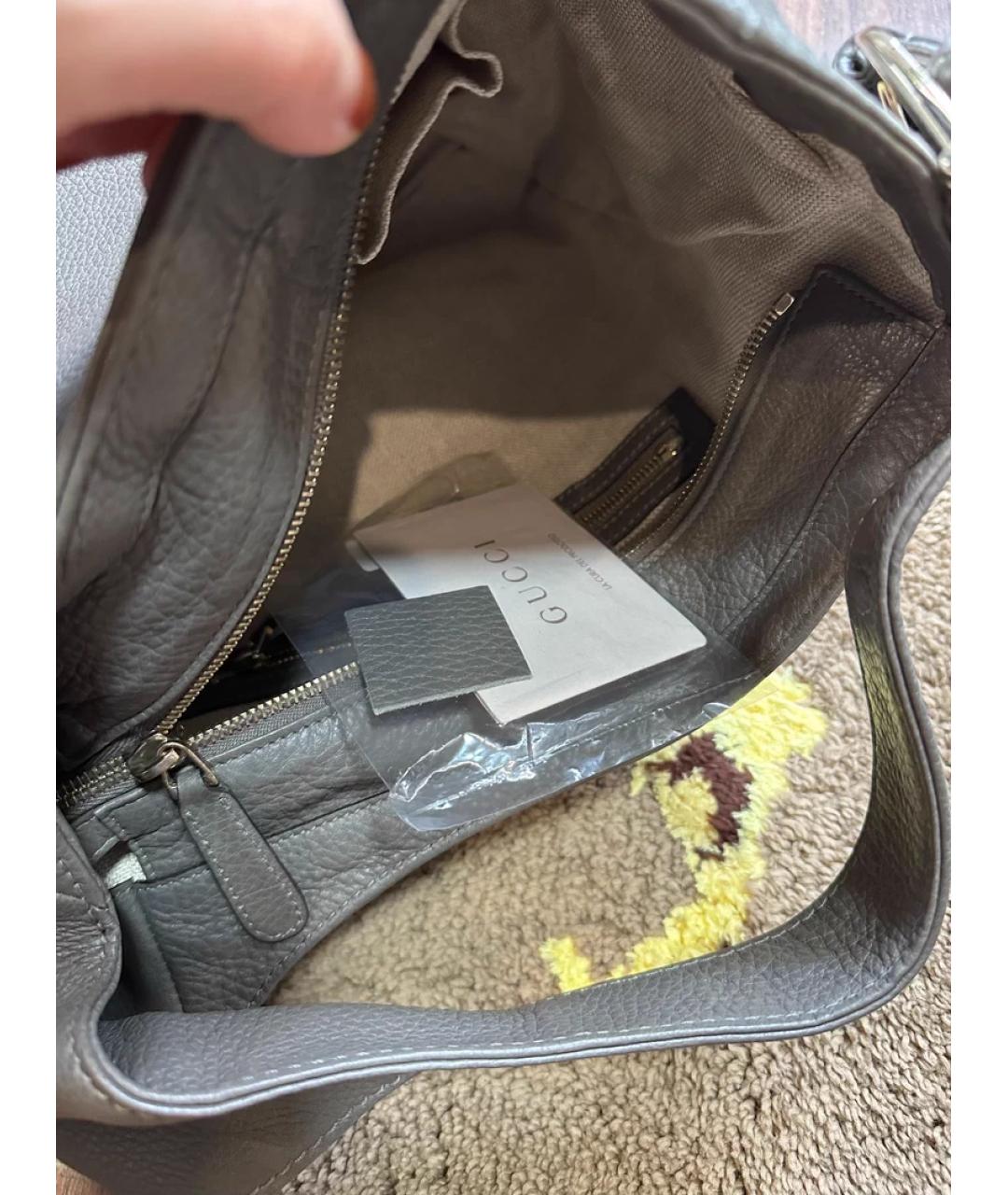 GUCCI Серая кожаная сумка через плечо, фото 8