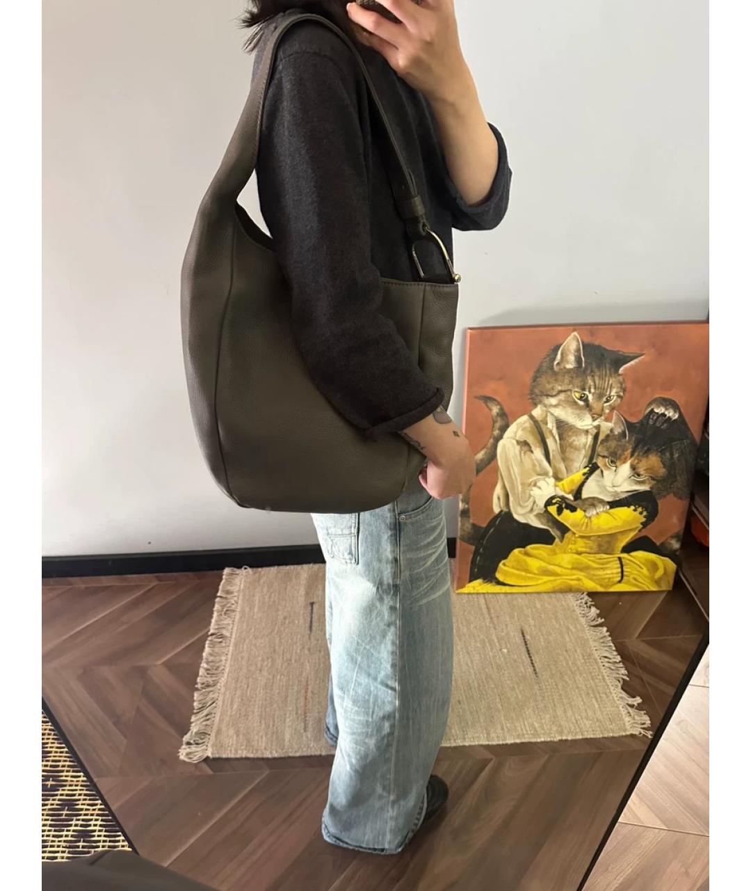 GUCCI Серая кожаная сумка через плечо, фото 3