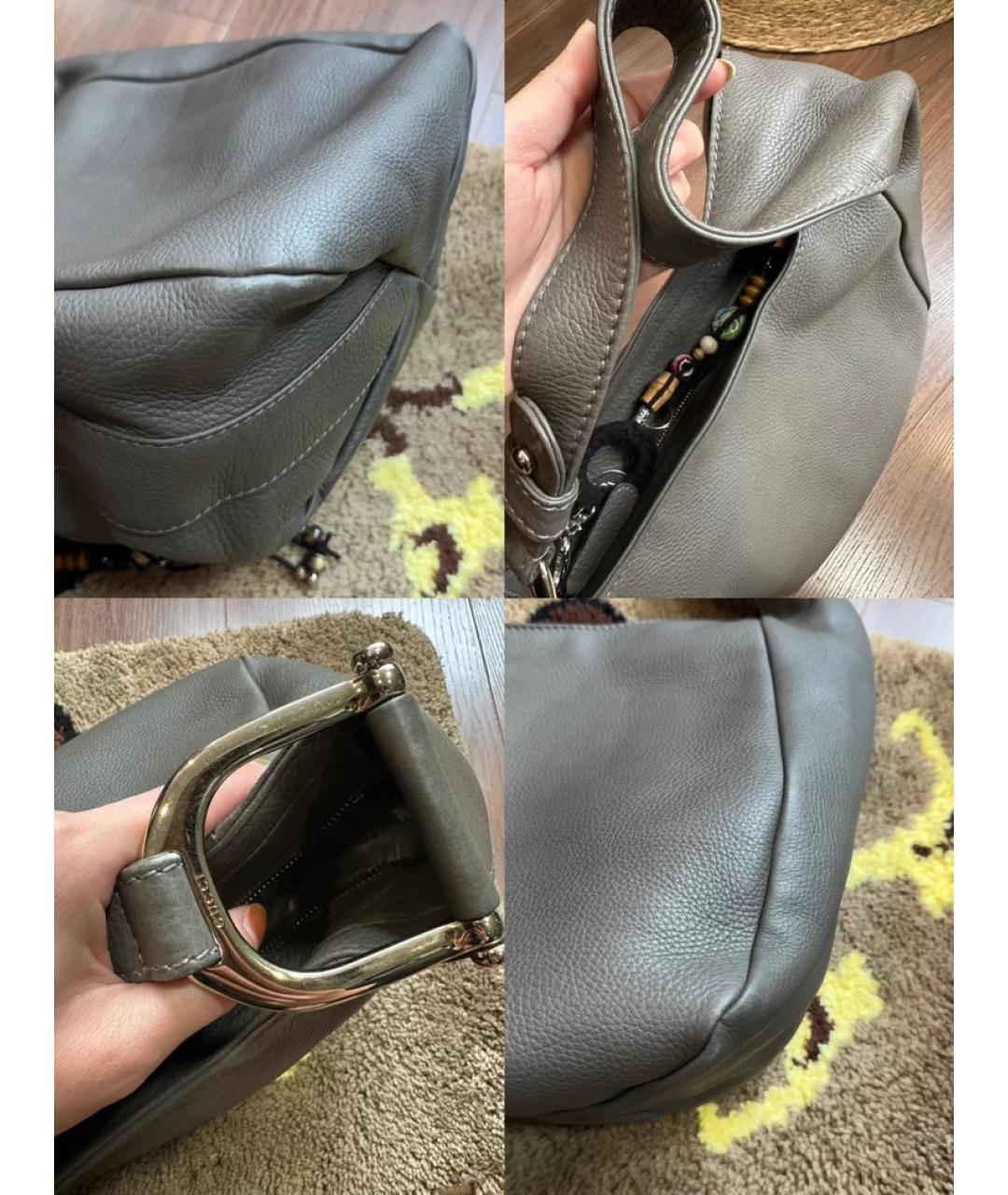 GUCCI Серая кожаная сумка через плечо, фото 7