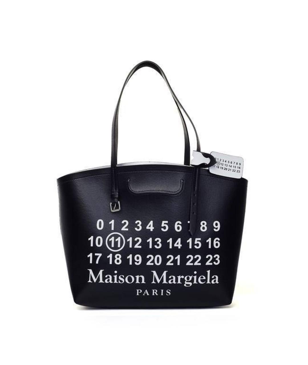 MAISON MARGIELA Черная сумка тоут из искусственной кожи, фото 4