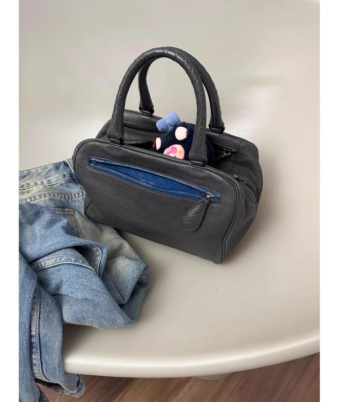 BOTTEGA VENETA Серая кожаная сумка с короткими ручками, фото 10