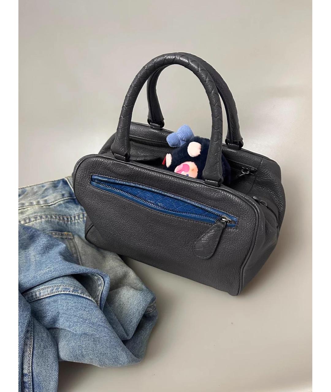 BOTTEGA VENETA Серая кожаная сумка с короткими ручками, фото 9