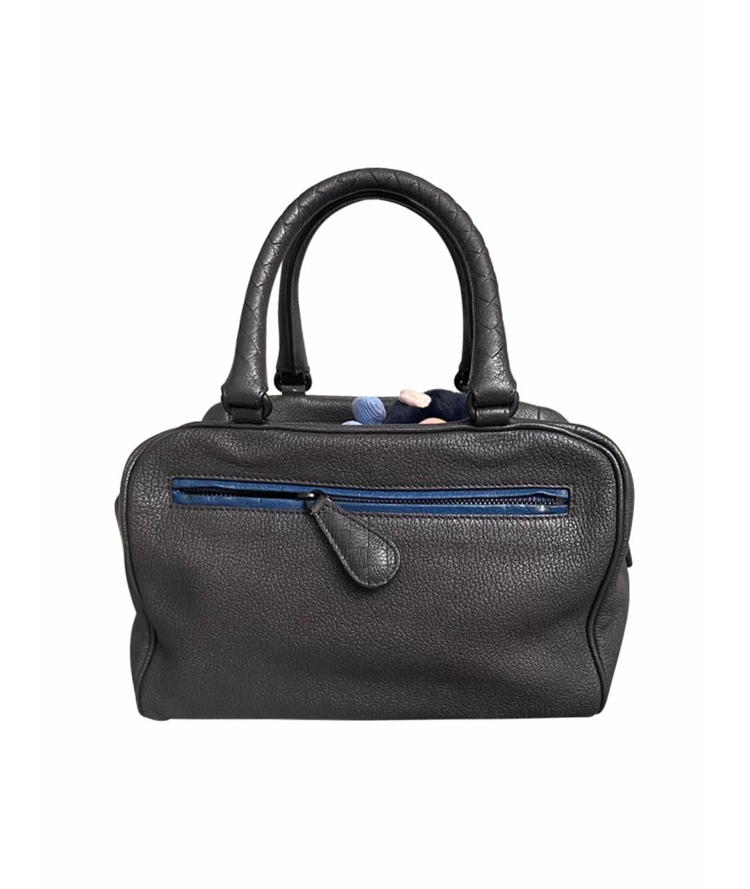 BOTTEGA VENETA Серая кожаная сумка с короткими ручками, фото 1