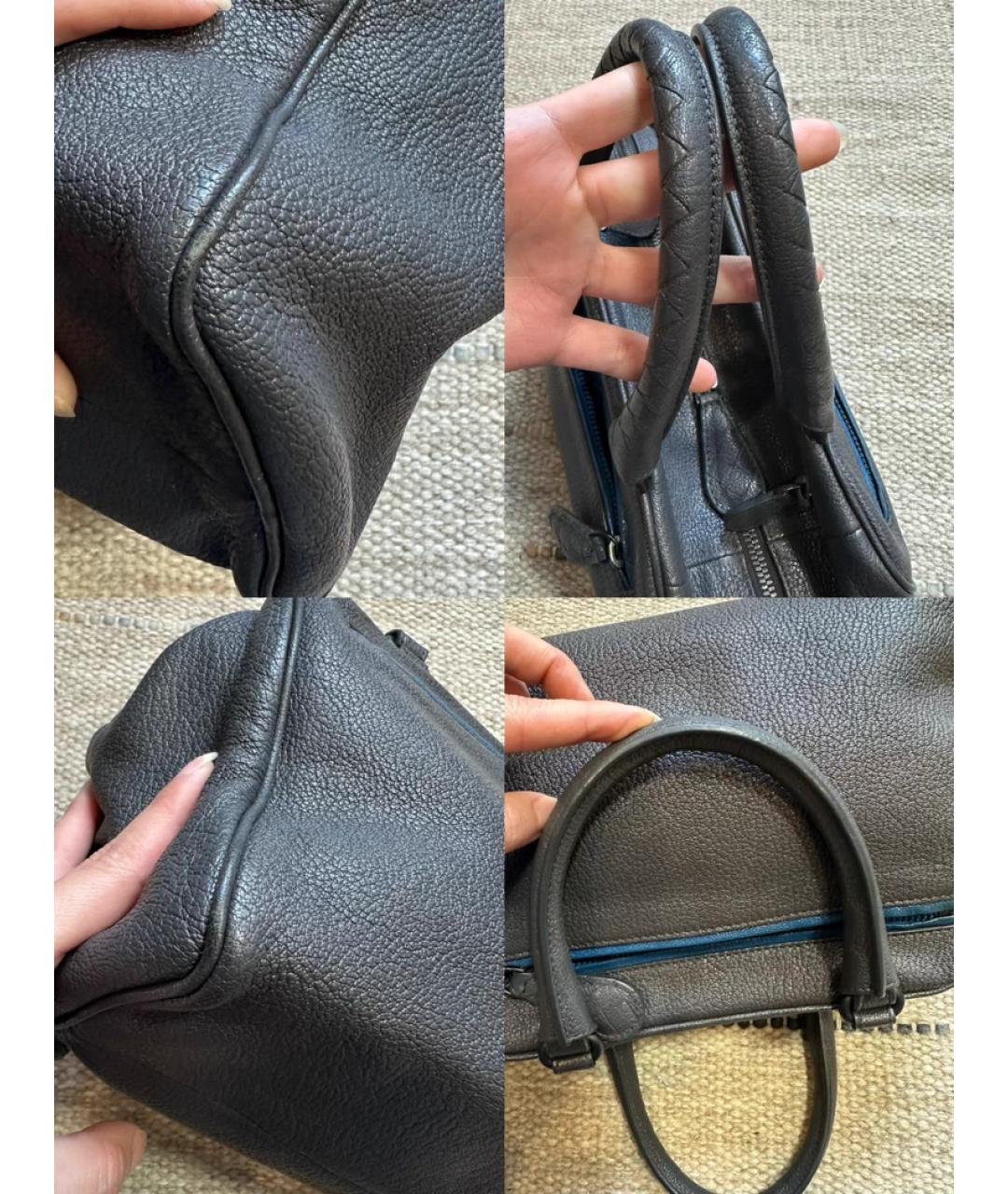 BOTTEGA VENETA Серая кожаная сумка с короткими ручками, фото 7