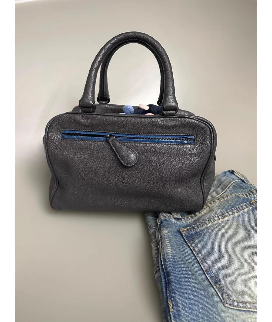 BOTTEGA VENETA Серая кожаная сумка с короткими ручками, фото 3