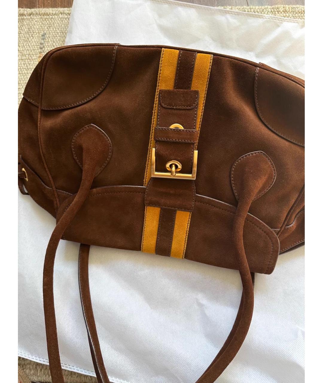 PRADA Коричневая замшевая сумка через плечо, фото 4