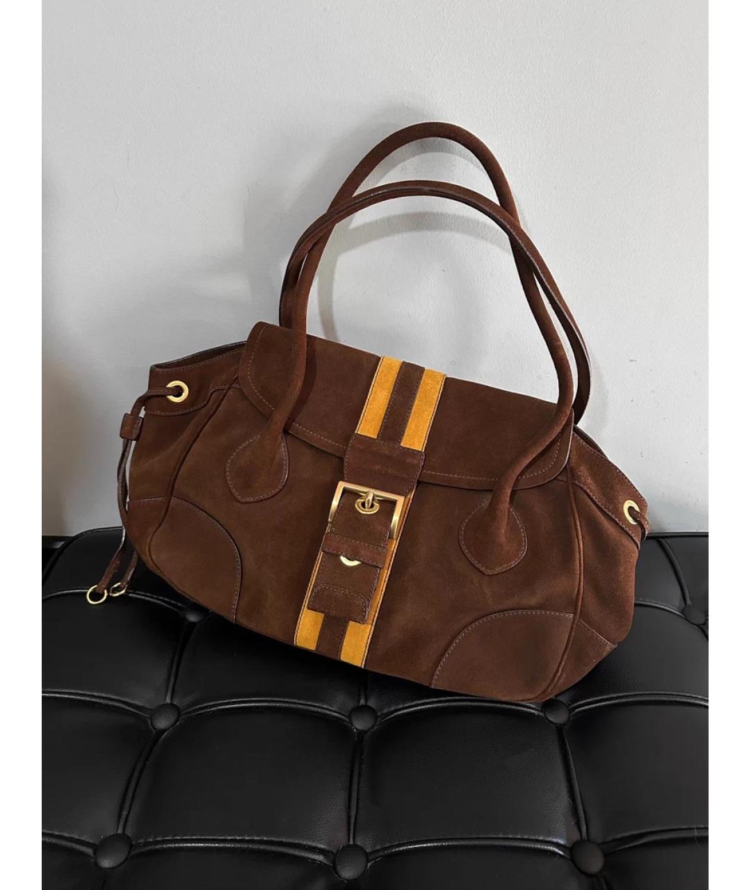 PRADA Коричневая замшевая сумка через плечо, фото 8