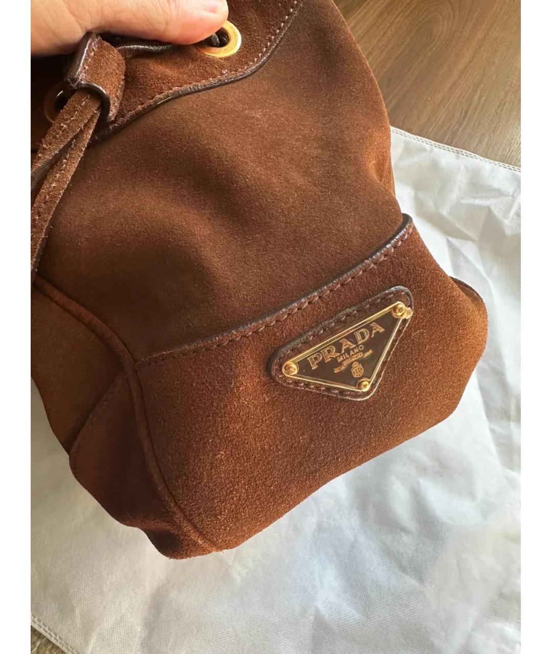 PRADA Коричневая замшевая сумка через плечо, фото 5