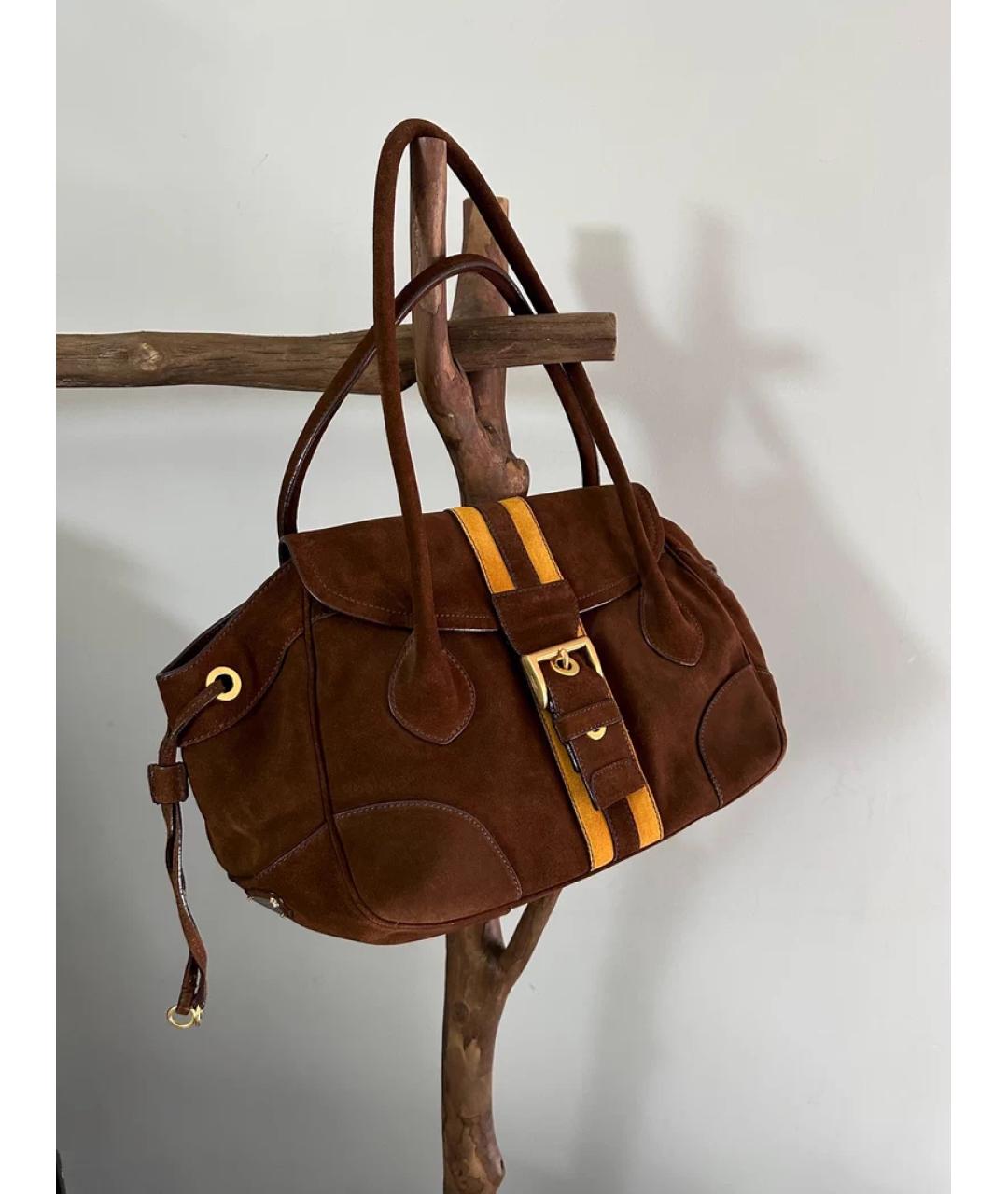 PRADA Коричневая замшевая сумка через плечо, фото 9