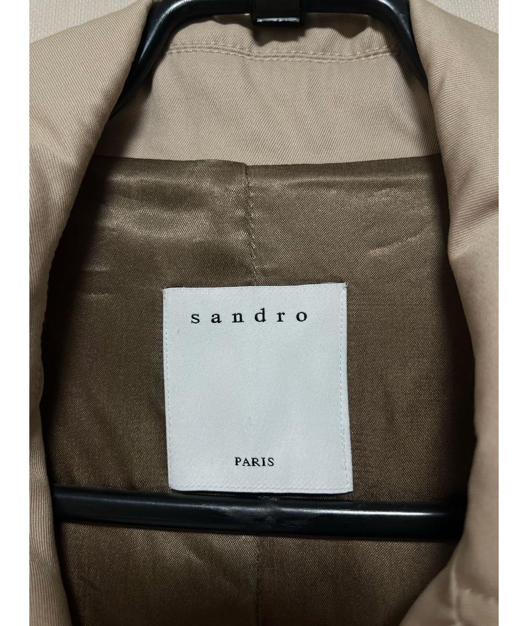 SANDRO Бежевый хлопковый тренч / плащ, фото 6