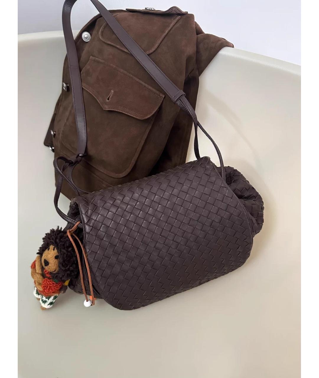 BOTTEGA VENETA Коричневая пелетеная сумка через плечо, фото 3