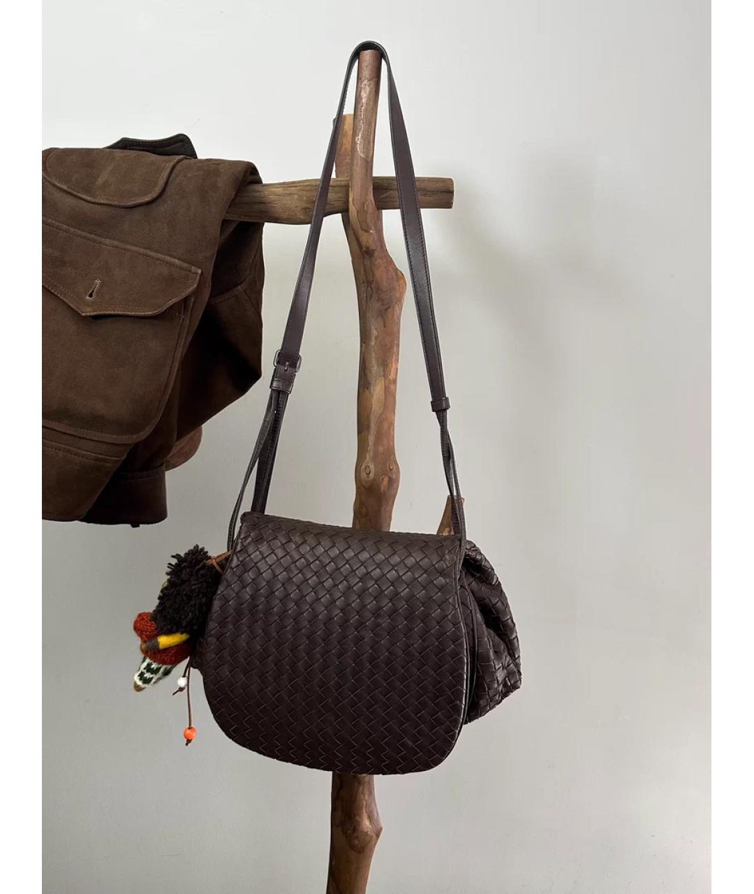 BOTTEGA VENETA Коричневая пелетеная сумка через плечо, фото 10