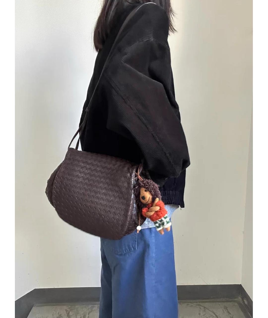 BOTTEGA VENETA Коричневая пелетеная сумка через плечо, фото 4